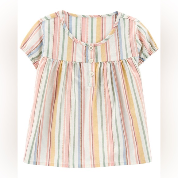 Baby Girl Summer Outfit- Striped Baby Doll Top and Green Shorts Size 18 Months - Picture 2 of 9